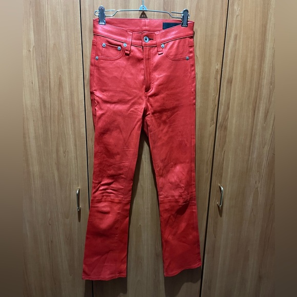 Rag & Bone Women’s Red Hana Leather Pants  Size: 23. NWOT Retail For $995. Rare! - Picture 15 of 16